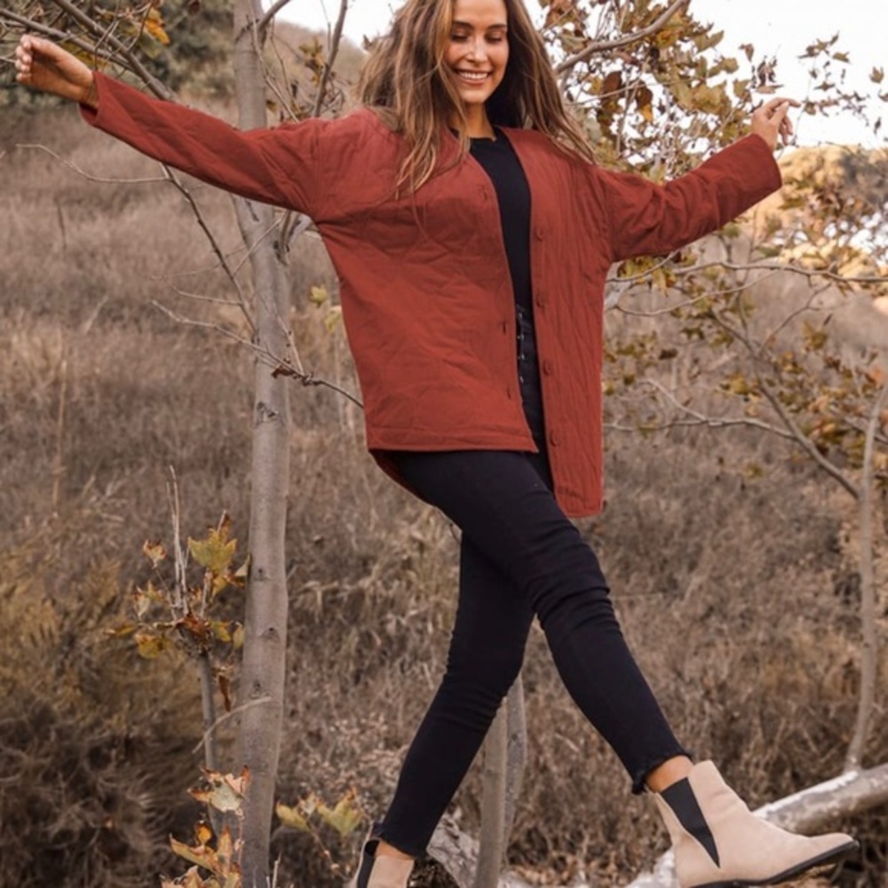 Lulus Rusty Rose Quilted Jacket